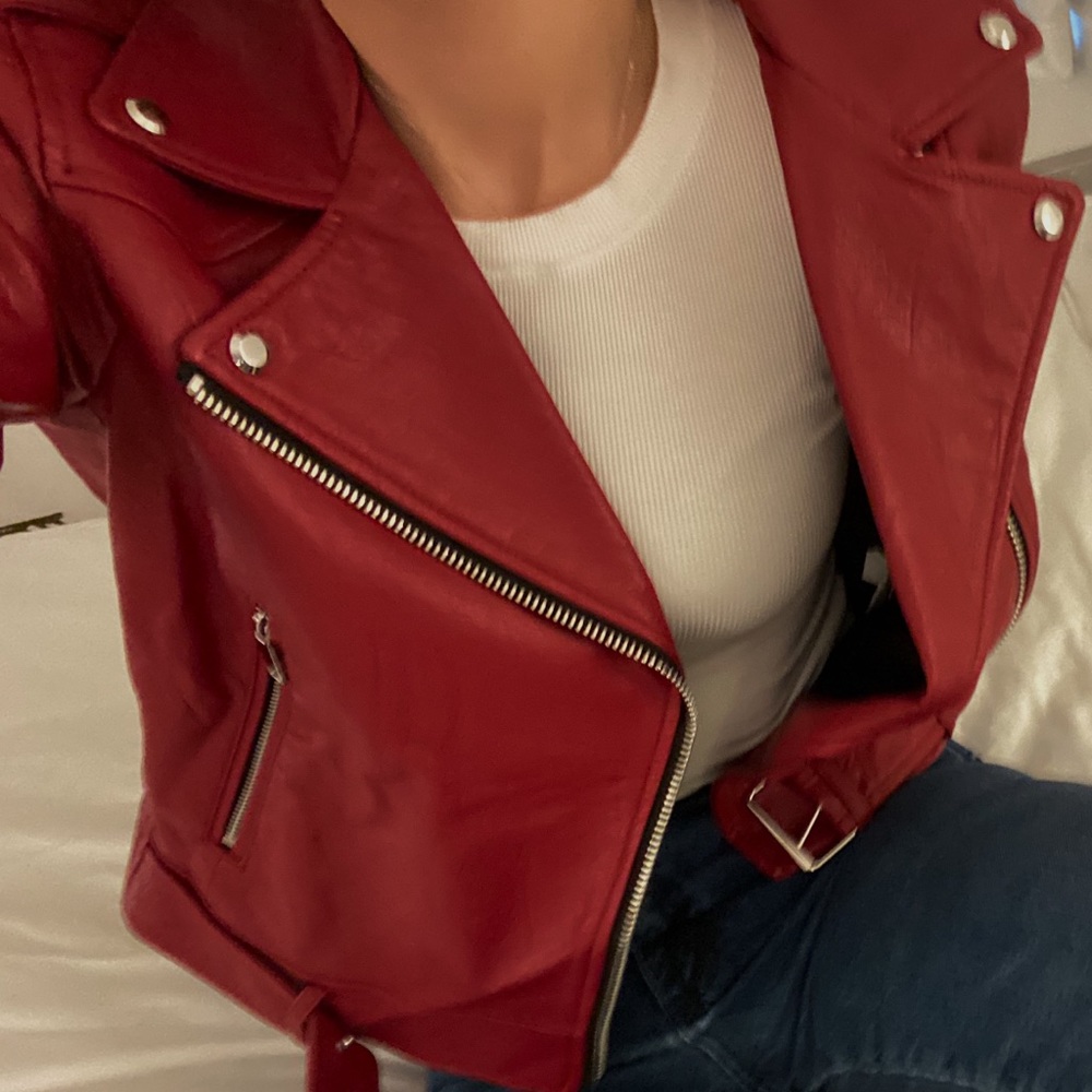 Red leather jacket